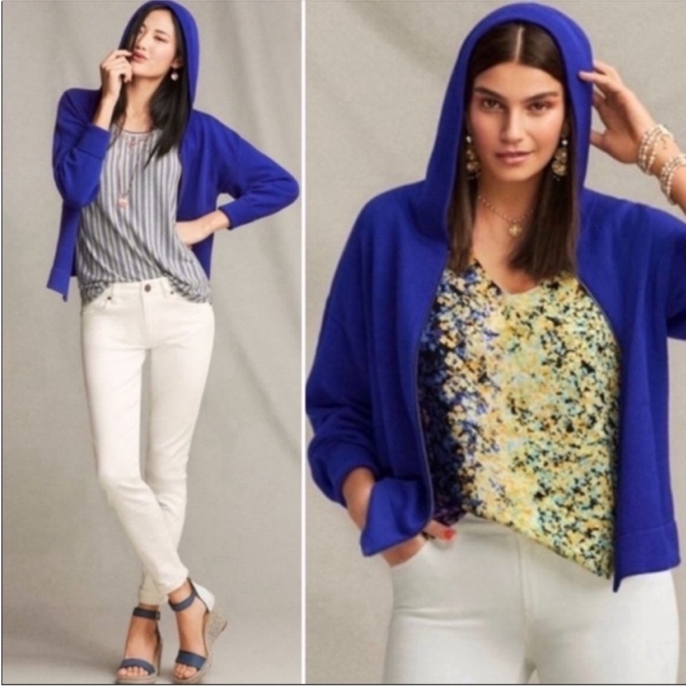 CAbi Dressed Up Blue Hoodie Cardigan Zip-Up Women’s Sz‎ Large #5460 NWOT